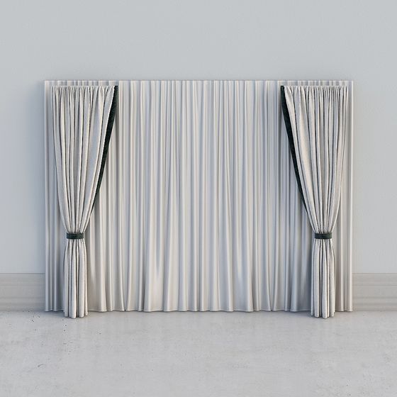 Elegant Striped Curtain 3D model for Modern Interiors