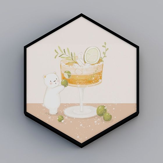 Playful Bear and Cocktail 3D Model