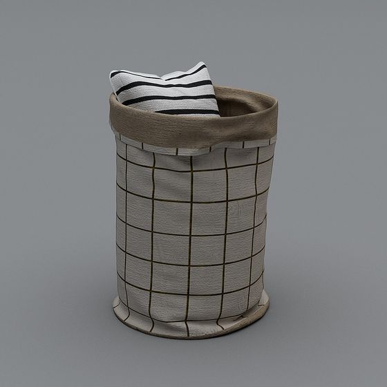 Modern Clothes Baskets 3D Model in Earth Tone