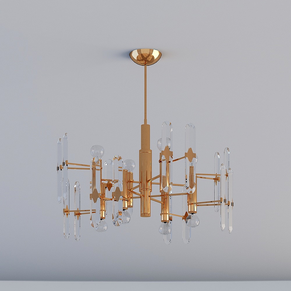 Elegant Crystal Pendant Lamp 3D model