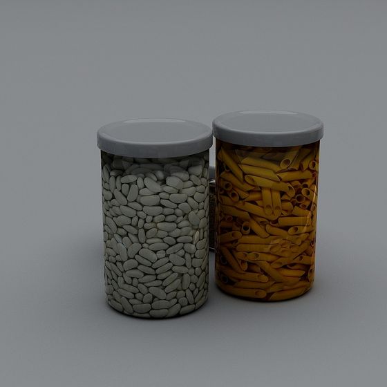 Glass Storage Jars with Ingredients 3D model