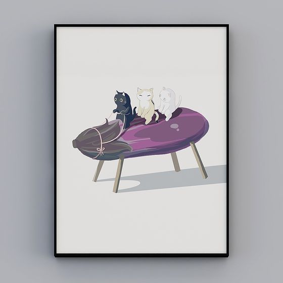 Charming Cat Sofa 3D model in Low-Poly Design