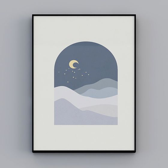 Moonlit Mountain Scene 3D model