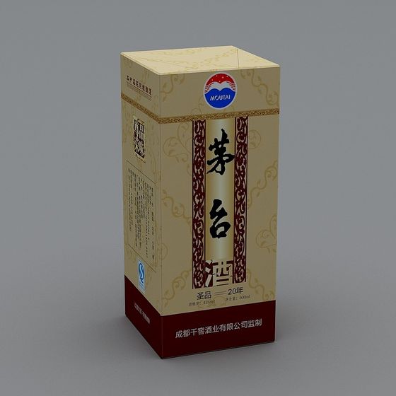 Elegant Chinese Baijiu Packaging Box 3D model