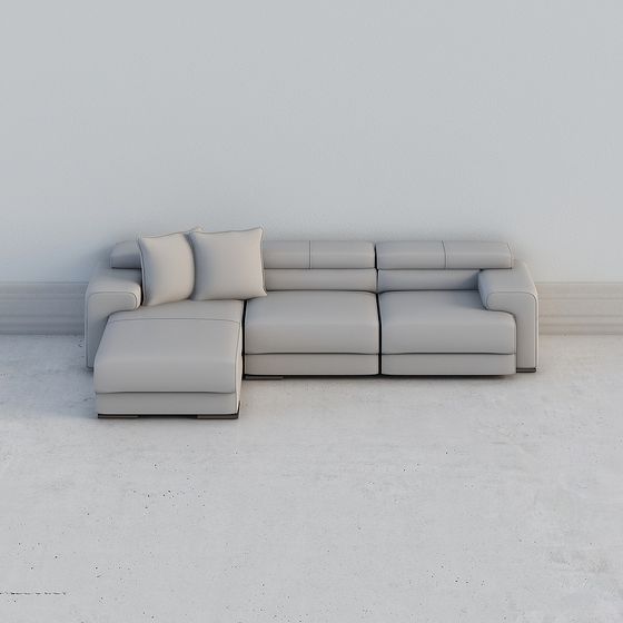 Minimalist Grey Sofa 3D model for Modern Interiors