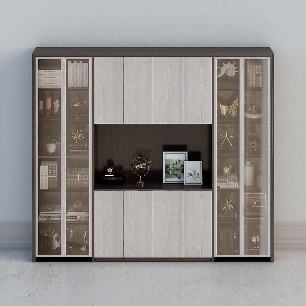 Elegant Low-Poly Bookcase 3D model for Modern Interiors