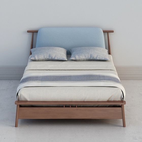 Huasongju - Série nordique W92-15, lit en bois massif de 1,5 mètres