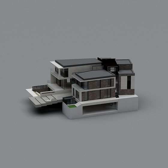 Stylish Low-Polygon Villa 3D model for Creative Projects