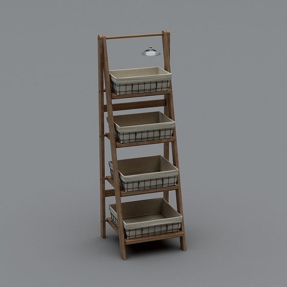 Low Poly Storage Roon Stylish Low-Poly Storage Shelf 3D model