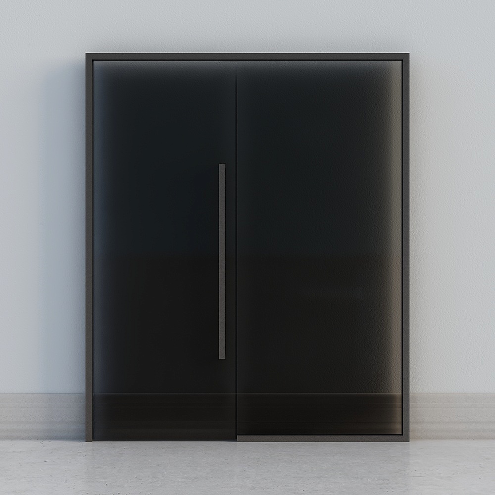 Puerta doble de cristal oscuro minimalista