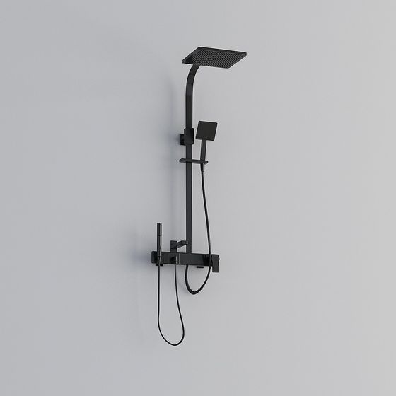 Minimalist Black Shower System 3D model