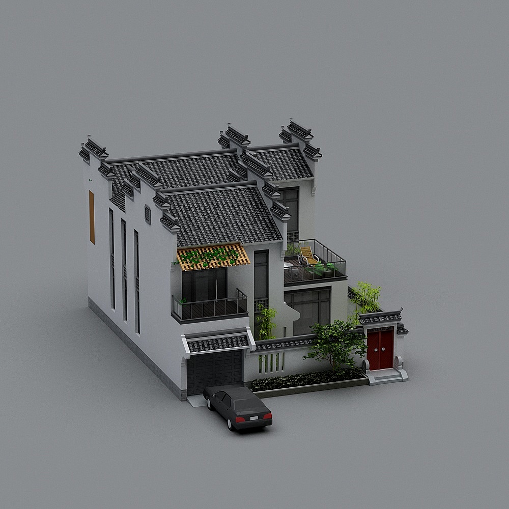 Oriental Courtyard Villa 3D model