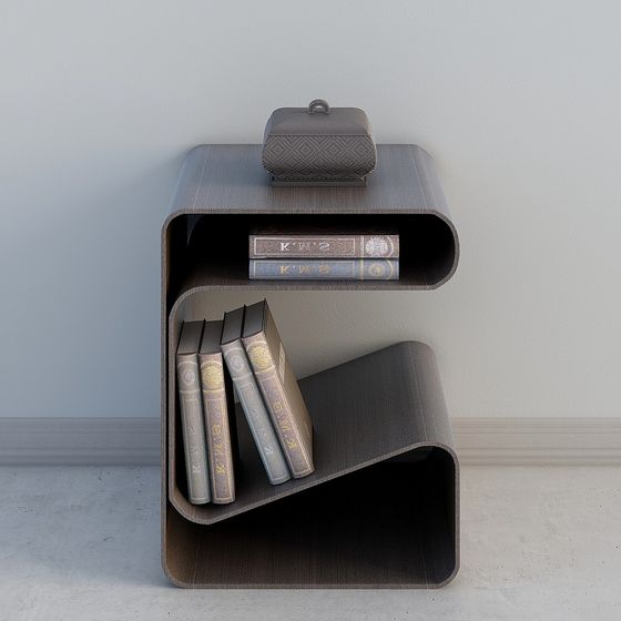 Sleek Curved Bookshelf 3D model