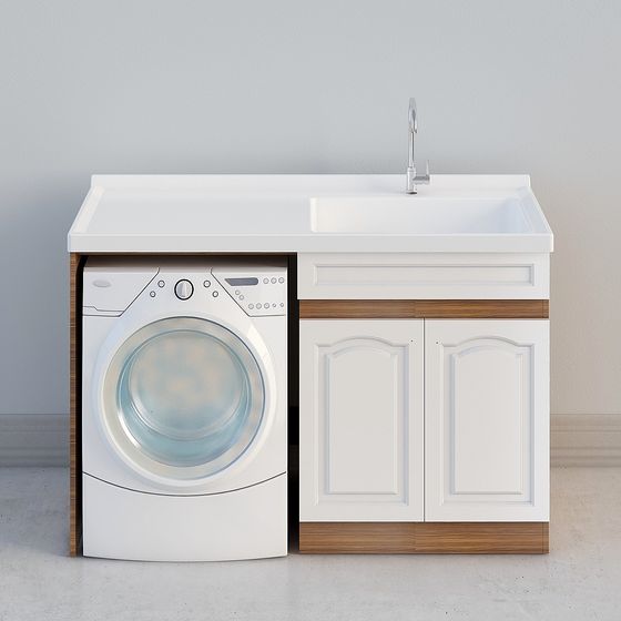 Elegant Washer Cabinet 3D model for Modern Interiors