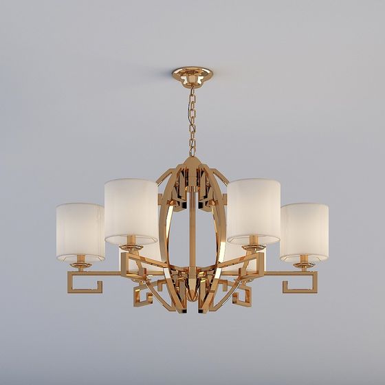 Golden Elegance Chandelier 3D model