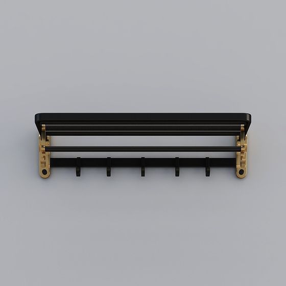 Stylish Wall Shelf with Hooks 3D model