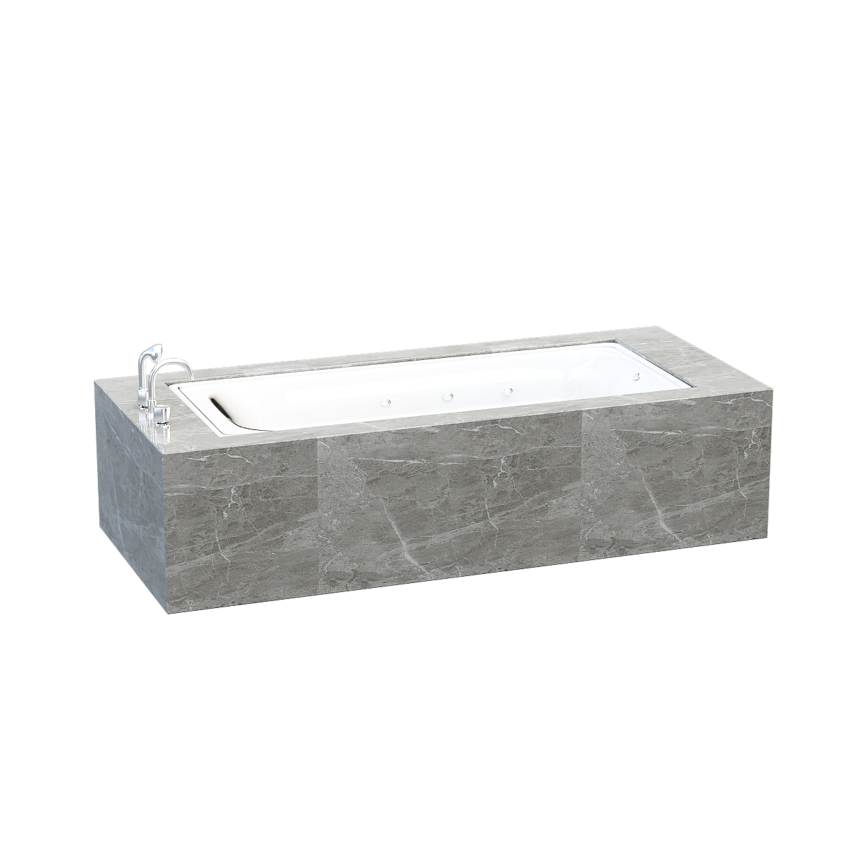 Elegant 3D Bathtub Model – Marble Texture Design