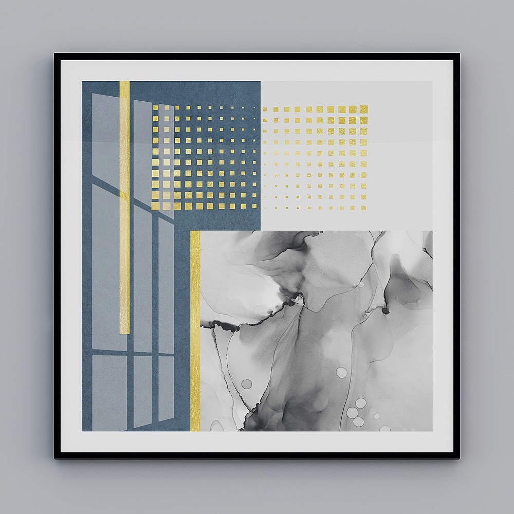 Black Modern Abstract Decorative Painting 3D Model