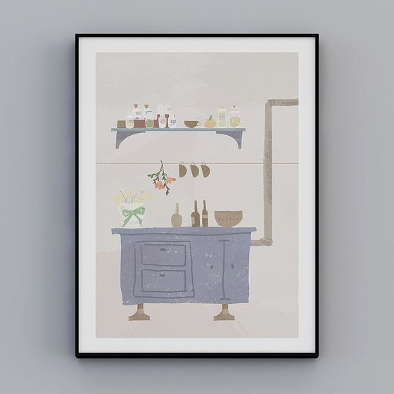 Beautiful Country Kitchen 3D model for Design Projects