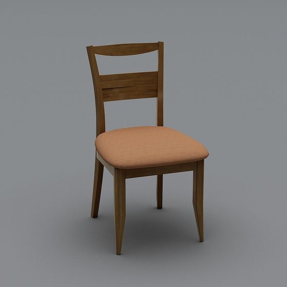 Stylish Low-Polygon Wooden Chair 3D model for Interiors