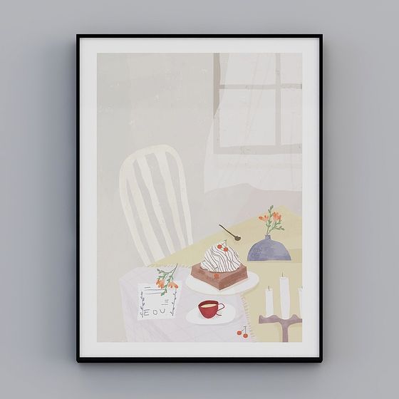 Charming Low-Poly Afternoon Tea Room 3D model