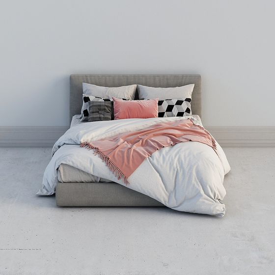 Modern Minimalist 3D Bed Model Design