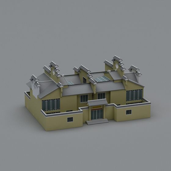 Traditional Chinese Villa Low-Poly 3D Model
