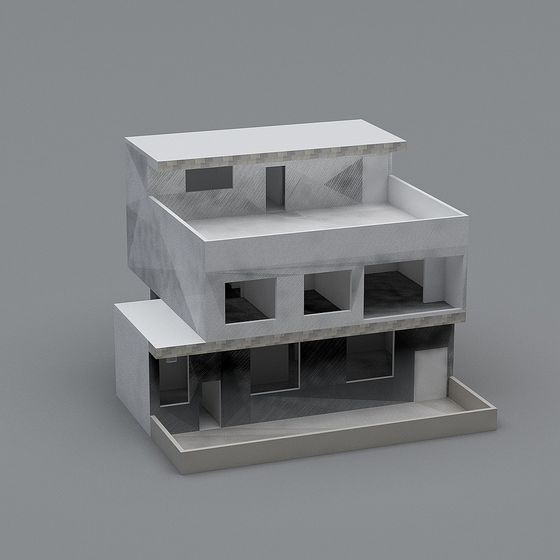 Unique Geometric Low-Polygon Building 3D model