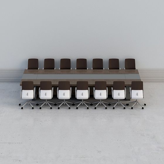 Modern Minimalist Conference Table and Chairs Set 3D model