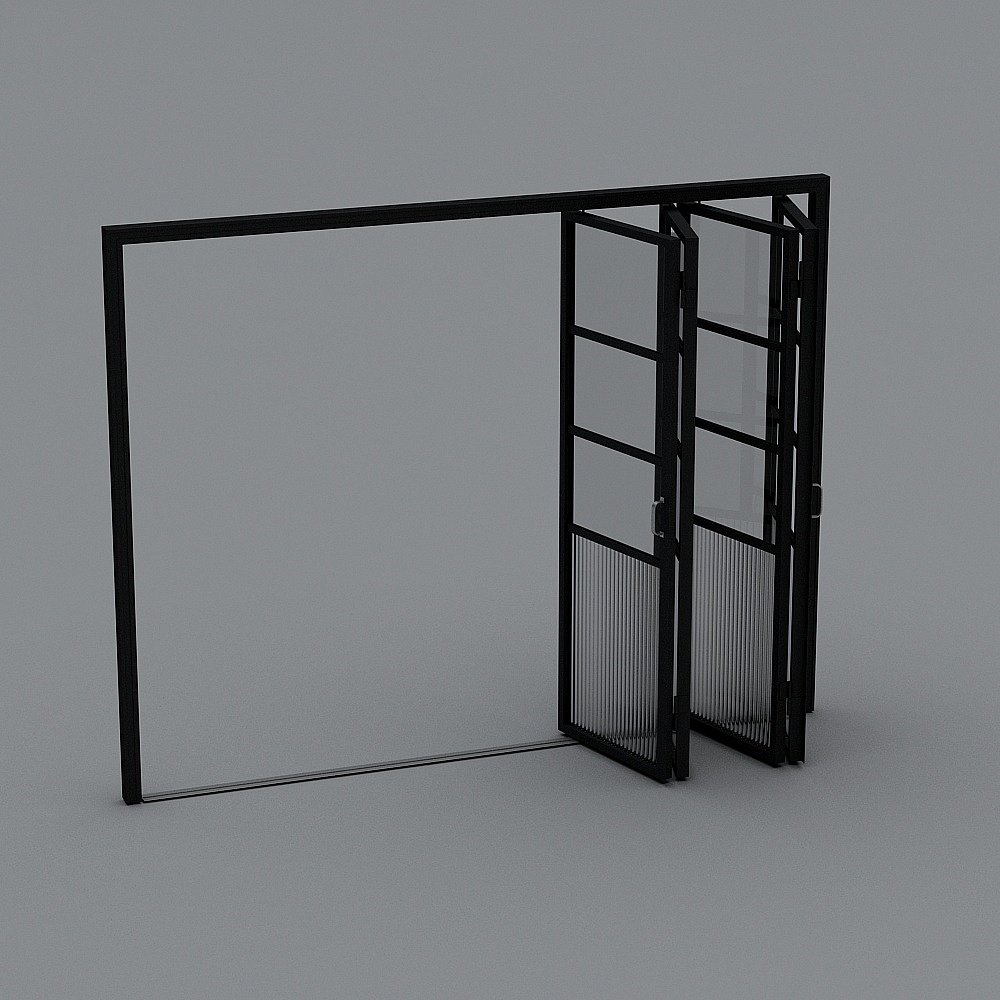 Low-Poly High-Detail Glass Door 3D model