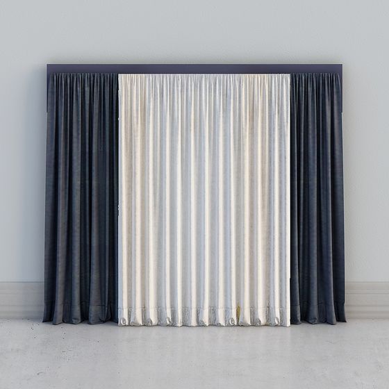 Stylish 3D Curtain Model for Contemporary Spaces