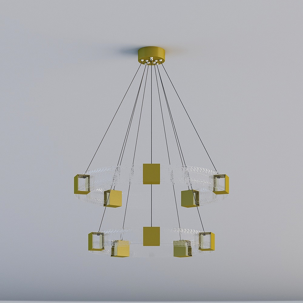 YX-D9017 - Double-decker has want to light after the modern light luxury chandelier full copper living room high-end atmospheric creative designer simple restaurant lights