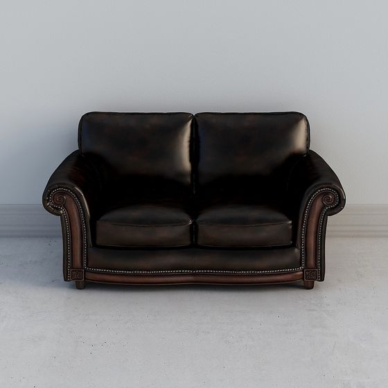Classic Leather Sofa 3D model for Interior Design