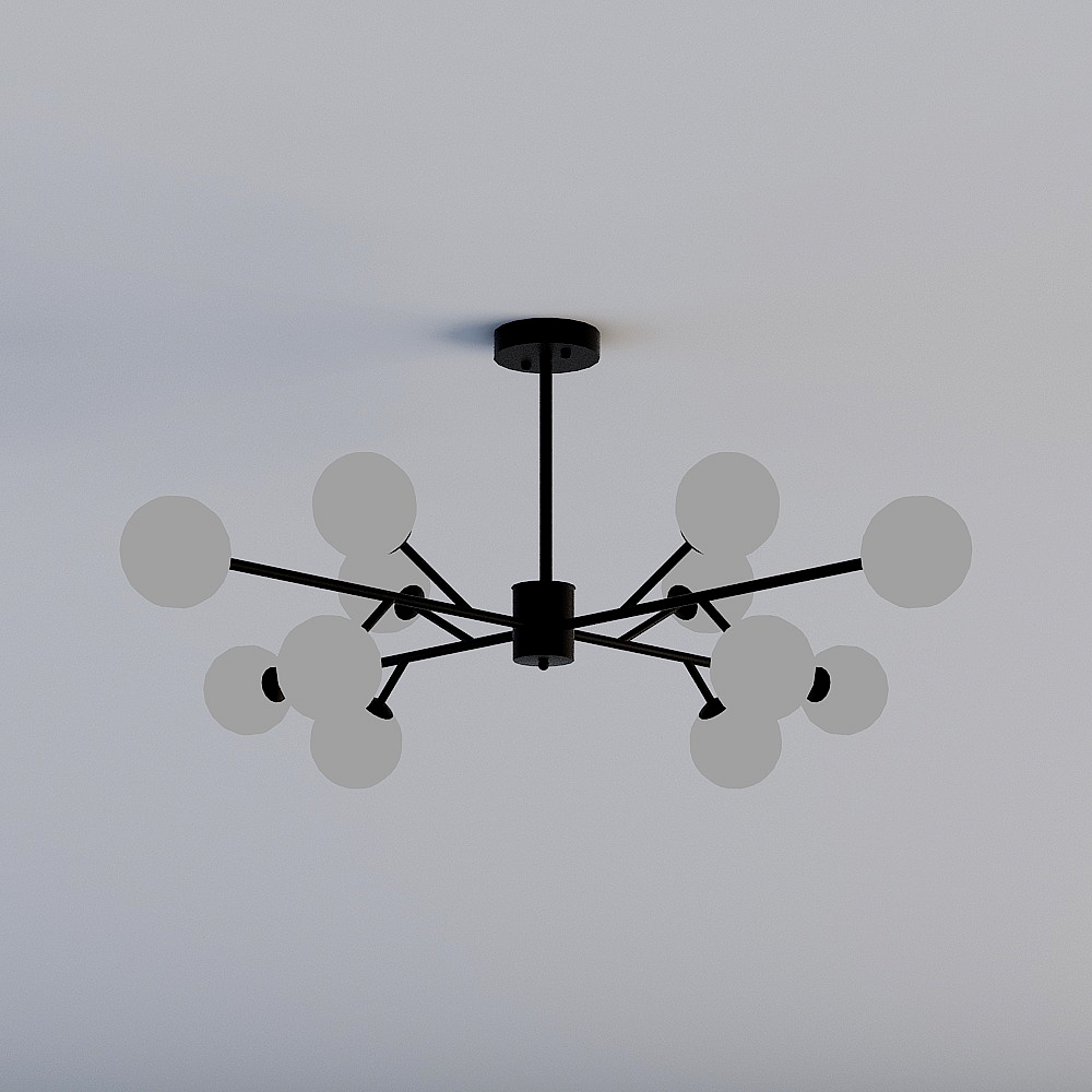 D372-12-BlackLandi Lighting Nordic Chandelier Iron Magic Bean Living Room Modern minimalist style molecular lighting mesh dining room bedroom lighting