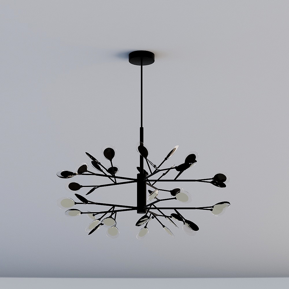 D328-40-Black Landy Lighting Nordic Living Room Chandelier Modern minimalist creative personality circular bedroom dining room lighting mesh red fireflies lamps