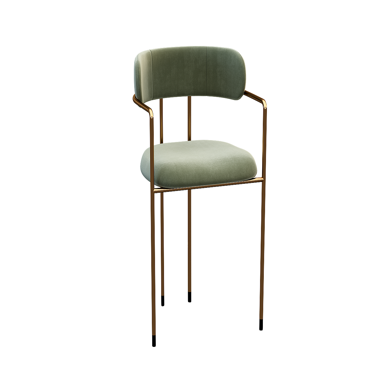 Elegant Low-Poly Chair 3D Model – Velvet & Metal Frame