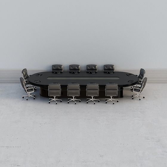 Sleek 3D Conference Table and Chairs Set