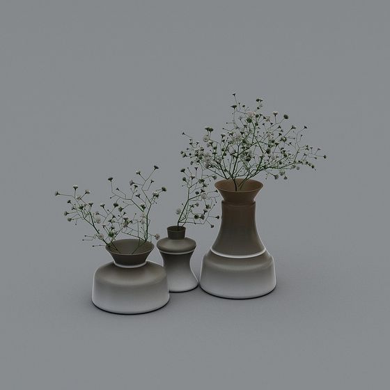 Elegant Minimalist Vase Set 3D model