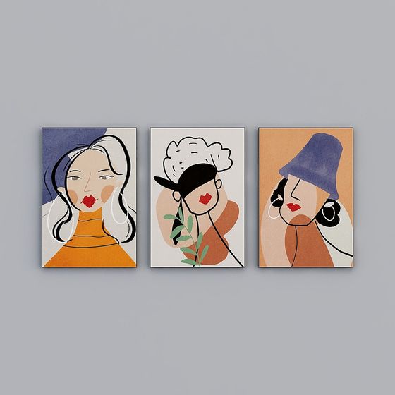 Vibrant Abstract Female Portrait 3D model