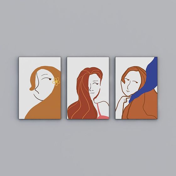 Abstract Female Triptych 3D model