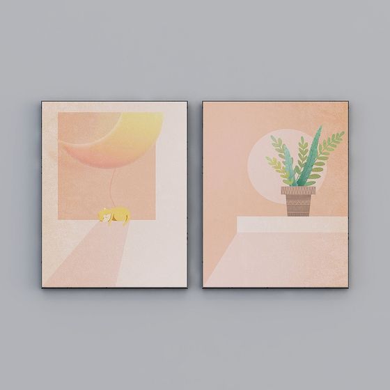 Dreamy Low-Polygon Cat and Plant 3D Models