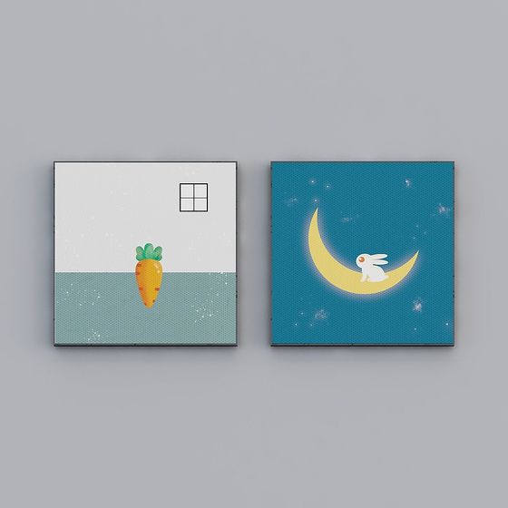 Charming Carrot and Moon Rabbit 3D Models