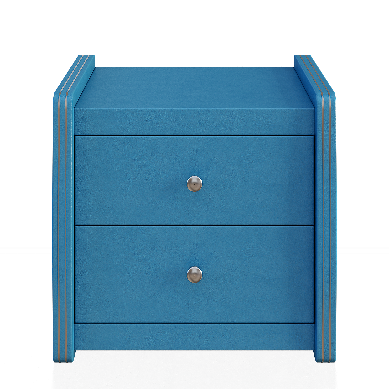 Art Deco Low-Poly Nightstand 3D Model – Lake-Blue Leather