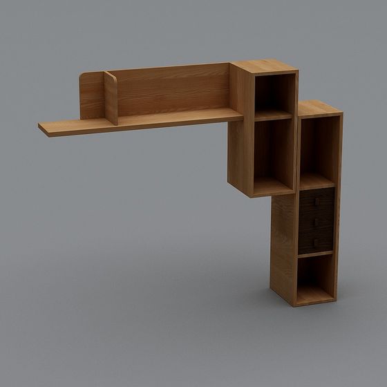 Stylish L-Shaped Bookshelf 3D model