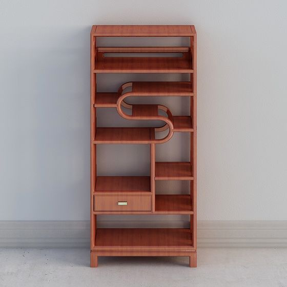 Unique Cherry Wood Bookshelf 3D model