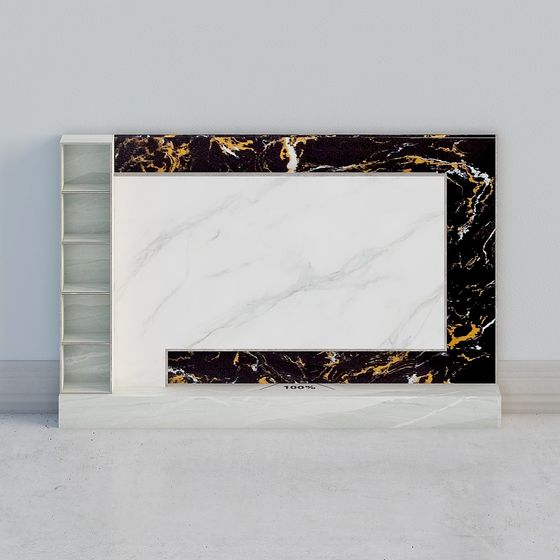 Contemporary Black Wall Background Cabinet 3D Model