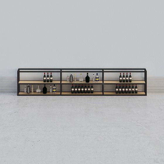 Stylish Low Poly Bar Display Cabinet 3D model