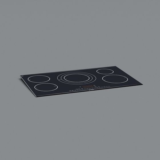 Stylish Black Induction Cooktop 3D model for Contemporary Kitchens