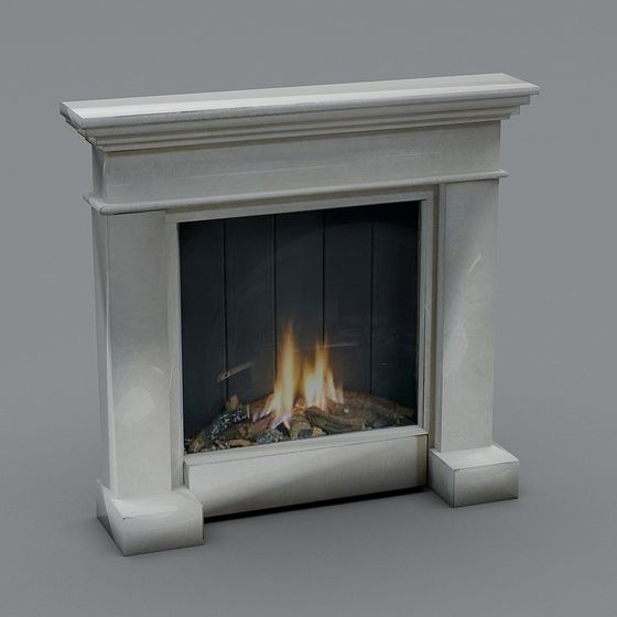 Stylish Low-Poly Fireplace 3D model