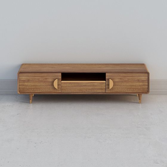 Stylish Low-Poly TV Cabinet 3D model for Modern Interiors